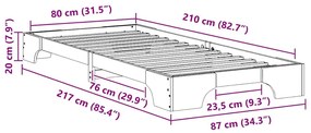 Estrutura de cama de chão Castanho 80 x 210 cm madeira