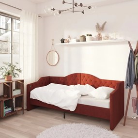3080305 vidaXL Sofá-cama c/ colchão e saída USB 90x200cm tecido vermelho tinto