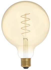 Lâmpada LED Dourada C07 Linha Carbono Filamento Curvo Espiral Globo G125 4W E27 Regulável 1800K