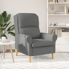 Poltrona Ergonómica Cinza Escura Tecido e Madeira Padrão Ergonómica