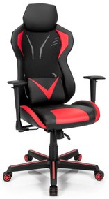 Cadeira de Gaming Ergonómica de Computador Giratória Regulável em Altura Cadeira Regulável Vermelho e Preto