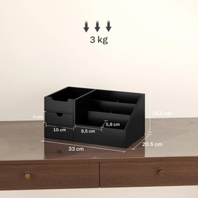 Organizador para Secretária de Bambu Organizador de Mesa de Escritório Multifuncional 33x20,5x15,5 cm Preto