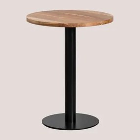 Mesa De Bar Redonda Em Madeira De Acácia Macchiato Ø60 Cm & Preto - Sklum