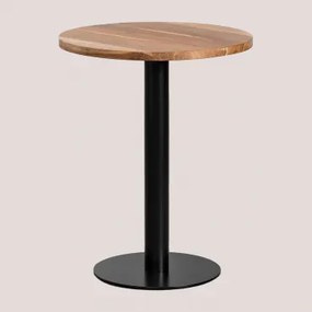 Mesa De Bar Redonda Em Madeira De Acácia Xiren Madeira De Acácia - Preto & Ø60 Cm - Sklum