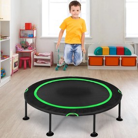 Trampolim Dobrável para Crianças com Almofadas de Segurança e Cordas Duráveis para Crianças Verde e Preto 120 cm