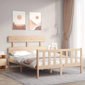 3193241 vidaXL Estrutura de cama de casal c/ cabeceira madeira maciça