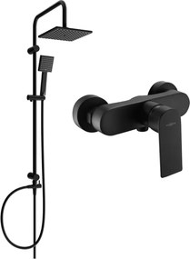 Mexen Royo Tord conjunto de duche de parede com chuveiro de chuva e misturadora, preto - 72240200-70
