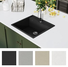 Lava-Louça de Cozinha em Granito Preto - 53x50cm - Design Moderno