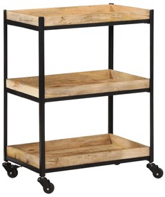 vidaXL Carrinho de cozinha 60x40x80 cm madeira mangueira áspera maciça