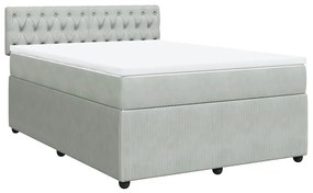 Cama com molas/colchão 160x200 cm veludo cinzento-claro