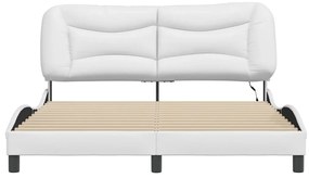Estrutura de cama c/ luzes LED 160x200 cm couro artif. branco