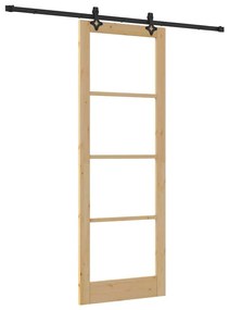 Porta Deslizante vidaXL com Conjunto de Ferragens 83x232 cm Madeira Só