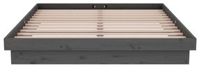 Estrutura de cama casal 135x190 cm madeira maciça cinzento