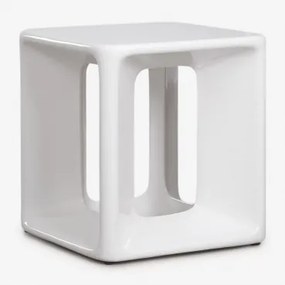 Mesa Lateral Quadrada Lilou 40x40 Cm Em Cimento E Fibra De Vidro Branco - Sklum