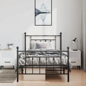 Estrutura de cama com cabeceira e pés 100x200 cm metal preto