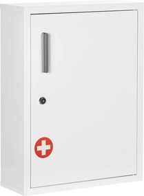 Armário de medicamentos com 2 prateleiras e 3 níveis 40 x 15 x 53,5 cm, porta com fechadura e 2 chaves, branco