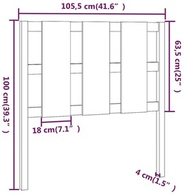 Cabeceira de cama 105,5x4x100 cm pinho maciço preto