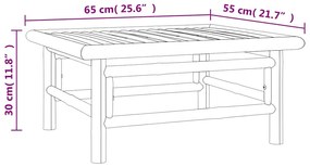 3 pcs conj. lounge jardim bambu almofadões cinzento-acastanhado