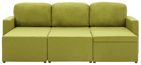 Sofá-cama modular de 3 lugares tecido verde