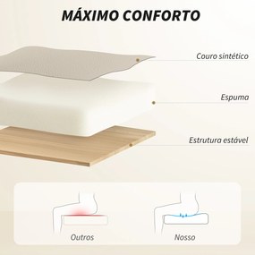 Cadeira de Escritório com Apoio para os Pés Encosto Reclinável e Revestida em Couro Sintético  66x72x113-121 cm Caqui