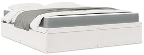 vidaXL Cama com colchão 180x200 cm pinho maciço branco