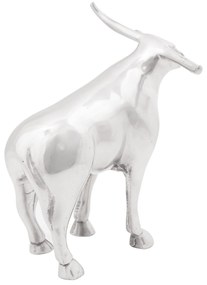 Escultura de Touro vidaXL Prateado 20x17x23 cm em Alumínio