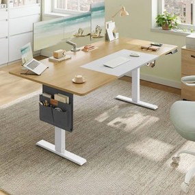 Secretária elétrica com regulação elétrica da altura, 180 x 80 x (72-120) cm cor Carvalho natural - Branco