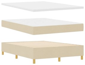 Cama Box Spring com Colchão &amp; Banco Creme 140x200 cm Tecido