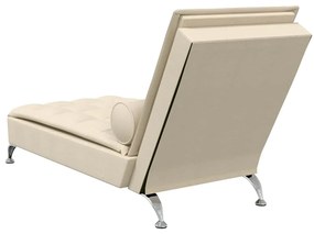 Chaise lounge de massagem com rolo tecido creme