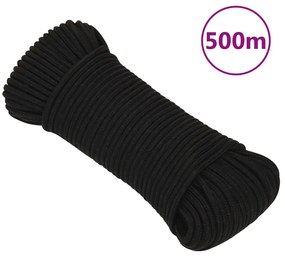 vidaXL Corda de trabalho 5 mm 500 m poliéster preto