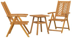 vidaXL Conjunto de Jantar para Jardim 3 pcs Castanho