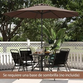 Guarda-sol 260 x 260 x 225 cm com alça giratória 8 varas Parte superior ventilada Proteção solar Café