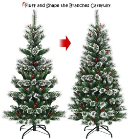 Árvore de Natal artificial fina e flocada de neve de 7 pés