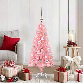vidaXL Árvore de Natal com 150 LEDs com suporte Rosa 120 cm PVC