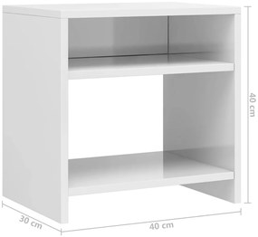 Mesas de cabeceira 2 pcs derivados de madeira branco brilhante