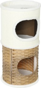 PawHut Casinha para gato de interior de 3 níveis, torre para gato com arranhador em sisal Ø 40 x 80 cm, creme | Aosom Portugal