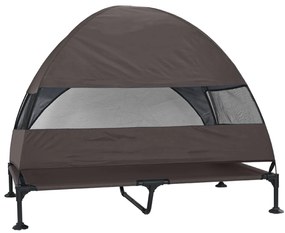 Cama Elevada para Cães com Toldo Removível Marrom XL Aço