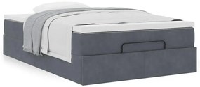 Cama otomana com colchão 120x190 cm veludo cinzento-escuro