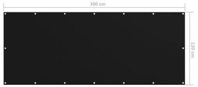 Tela de varanda 120x300 cm tecido Oxford preto