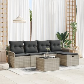 Conjunto de Sofá de Jardim com 6 Peças e Almofadas Cinza Claro de Ratt