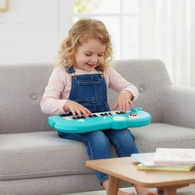 Piano infantil de 25 teclas em forma de elefante com música e luzes integradas para maiores de 3 anos Azul
