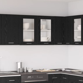 vidaXL Armário de Vidro Suspenso em Carvalho Preto 80x31x60 cm Feito de Madeira Revestida