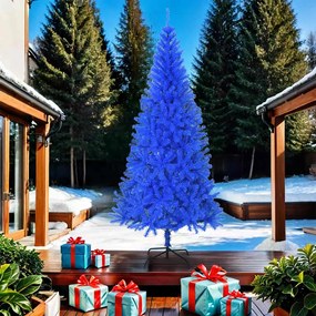 Árvore de Natal artificial com suporte 210 cm PVC azul