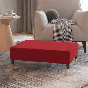 vidaXL Apoio de pés 78x56x32 cm veludo vermelho tinto