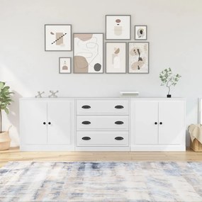 vidaXL Aparadores 3 pcs madeira processada branco