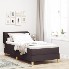 Cama Box Spring vidaXL com Colchão - Castanho Escuro, 90x190 cm, Tecido