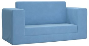 Sofá-cama infantil de 2 lugares pelúcia azul