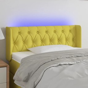 vidaXL Cabeceira de cama c/ luzes LED tecido 103x16x78/88 cm verde