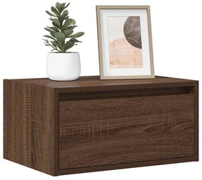 Mesa de cabeceira de parede com luzes LED carvalho castanho