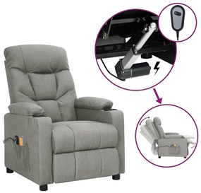 vidaXL Poltrona de massagens elétrica tecido cinzento-claro